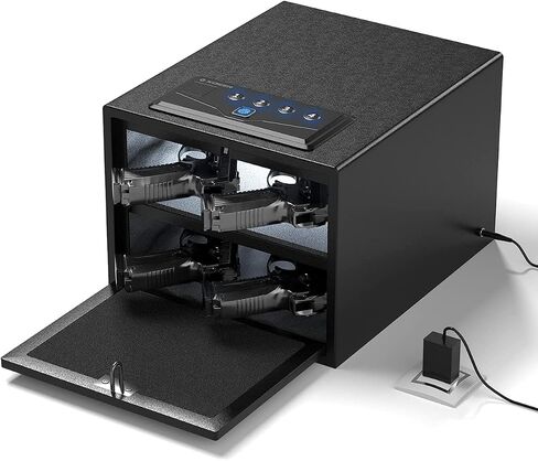 XDeer Biometric Pistol Safe - Quick Access Handgun Safe | with Fingerprint & Digital Keypad, Secure Home Gun Safe for up to 4 Pistols (No Cleaning Kit) in Saudi Arabia