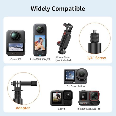VRIG 63in Invisible Selfie Stick Golf Monopod with Ground Spike, Extension Camera Pole for Insta360 X6 X5, DJI OSMO 360/ Action5, GoProHero 13 Mission 1Pro, with GoPro Adapter for Action Camera in Saudi Arabia