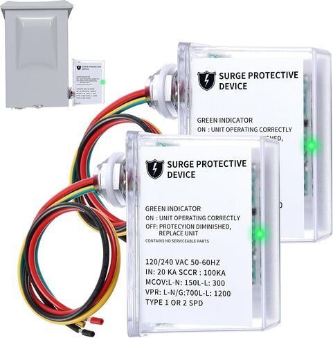 1 قطعة 120/240 VAC Universal HVAC Surge Protector متوافق مع AG3000، حماية شاملة من الطفرة، ثلاثة أوضاع L-G، L-L، L-N غطاء مقاوم للماء لحماية معدات التدفئة والتهوية وتكييف الهواء (HVAC) الأجهزة المنزلية in Kuwait