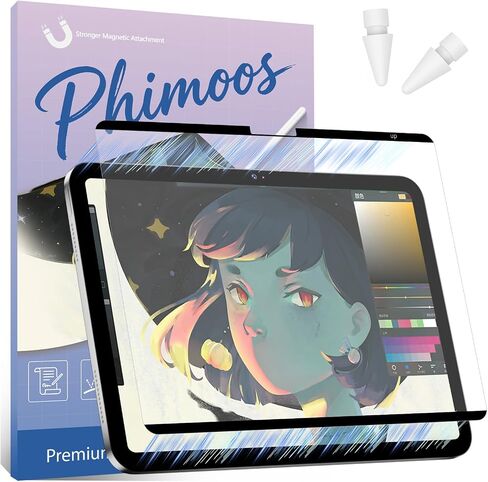 Magnetic Like Paper Screen Protector for iPad A16 11th/10th Generation (11/10.9 Inch, 2025/2022) + 2 Apple Pencil Tips, Write and Draw Like on Paper, Detachable, Compatible with Tempered Film in Saudi Arabia
