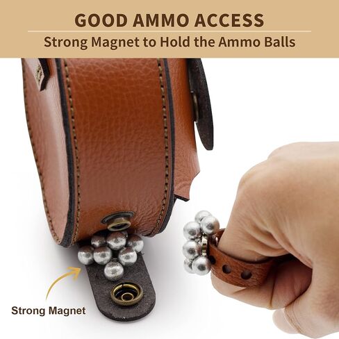 Goldboy Slingshot Ammo Pouch Storage Bag, Leather Ammo Holder with Strong Magnet, Ammunition Belt Pouch for 3/8" 1/2" 1/4" 6/19" 6mm 8mm Steel Balls in Saudi Arabia