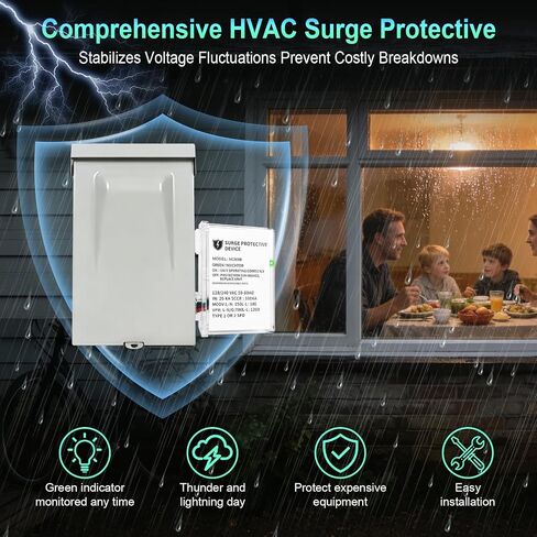 AG3000 HVAC Surge Protector 120/240V, Whole House Surge Protective Device for Mini Split and AC, with TPMOV Technology, Type 4X Watertight Enclosure, LED Indicator, 6-Year Support in Saudi Arabia