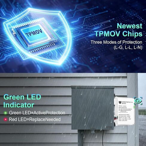 AG3000 HVAC Surge Protector 120/240V, Whole House Surge Protective Device for Mini Split and AC, with TPMOV Technology, Type 4X Watertight Enclosure, LED Indicator, 6-Year Support in Saudi Arabia