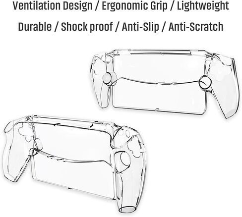 Transparent PC Case for PlayStation Portal, Clear | Shockproof Cover, Anti-Slip, Anti-Scratch, Ergonomic Grip, Heat Dissipation in Saudi Arabia