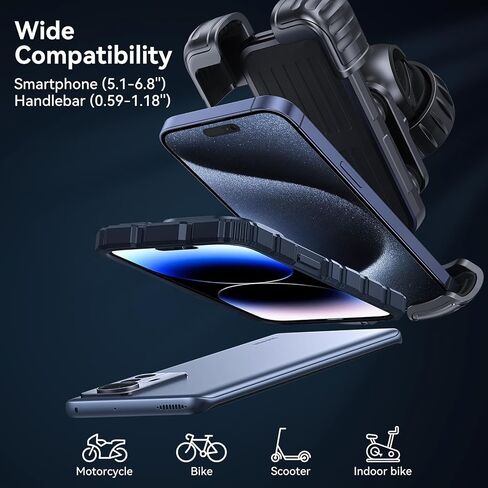 aceyoon Bike Cell Phone Holder, Phone Holder for Motorcycle, Scooter Phone Clip Suitable for 0.59''-1.18'' Handlebars for iPhone Air 17 Pro Max,16 15 Pro Max, More 4.7 to 6.8" Smartphones in Saudi Arabia