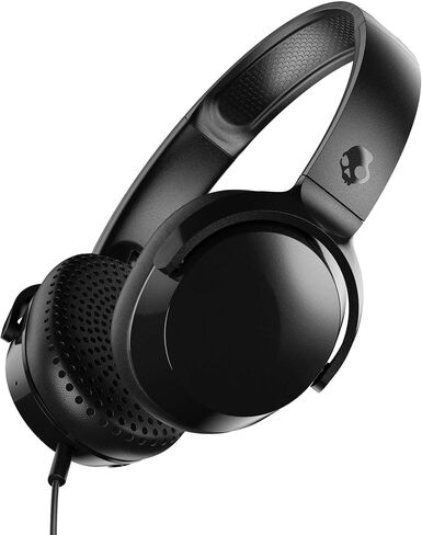 Skullcandy Riff On-Ear Wired Headphones with 3.5mm AUX Plug - Black | Travel Ready with 3.5mm Wired Connection, Built-In Microphone, Foldable Lightweight Comfortable Design, Durable Headband in Kuwait