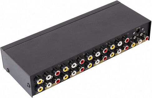 DTECH مدعوم بـ 8 طرق 3 RCA Splitter Box 1 في 8 Out ناسخ توزيع صوت الفيديو المركب مع محول طاقة متوافق مع جهاز استقبال جهاز العرض التلفزيوني ووحدة التحكم في الألعاب وبطاقة التقاط الفيديو in Kuwait