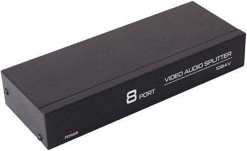 DTECH مدعوم بـ 8 طرق 3 RCA Splitter Box 1 في 8 Out ناسخ توزيع صوت الفيديو المركب مع محول طاقة متوافق مع جهاز استقبال جهاز العرض التلفزيوني ووحدة التحكم في الألعاب وبطاقة التقاط الفيديو in Kuwait