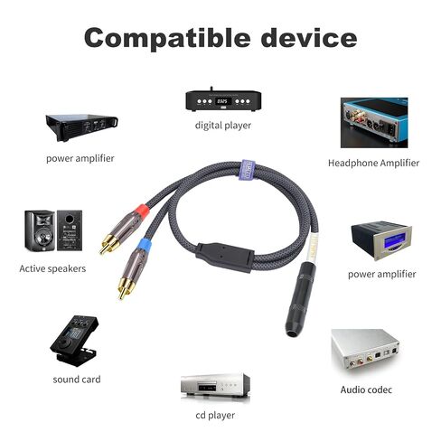 كابل مقسم صوت ستيريو RCA ذكر إلى 1/4 أنثى؛ كابل صوت 6.35 مم أنثى إلى 2 RCA ذكر - 1 قدم in Kuwait