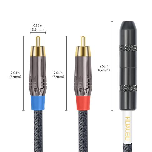 كابل مقسم صوت ستيريو RCA ذكر إلى 1/4 أنثى؛ كابل صوت 6.35 مم أنثى إلى 2 RCA ذكر - 1 قدم in Kuwait