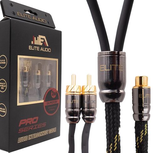 Elite Audio Pro Series 1.5 ft. 100% OFC Copper RCA Cable Y-Adapter - Single Female to Dual Male RCA - Enhanced Sound, Reduced Interference & Versatile Compatibility (Model: EA-PROY2M) (Pack of 2) in Saudi Arabia