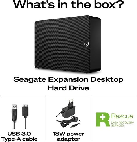 Seagate Expansion 24TB External Hard Drive HDD - USB 3.0, with Rescue Data Recovery Services (STKP24000400) in Saudi Arabia