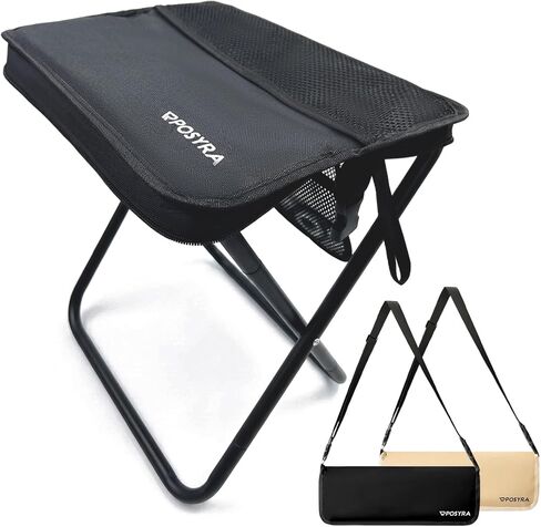 16" Extra Tall Folding Stool for Adults, Easy Stand-Up Compact Portable Chair, Heavy Duty Alloy Steel for Fishing, Gardening & Queuing(Black) in Saudi Arabia
