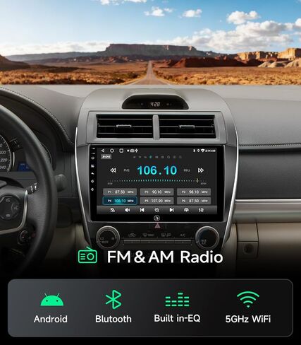 Car Stereo Radio for Toyota Camry 2012-2014, Wireless CarPlay Android Auto | 10.2-inch IPS HD touchscreen, 64G storage, 5G WiFi GPS, Bluetooth FM AM SWC, plug-and-play, 1080P backup camera in Saudi Arabia