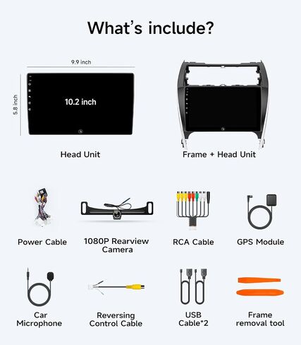 Car Stereo Radio for Toyota Camry 2012-2014, Wireless CarPlay Android Auto | 10.2-inch IPS HD touchscreen, 64G storage, 5G WiFi GPS, Bluetooth FM AM SWC, plug-and-play, 1080P backup camera in Saudi Arabia