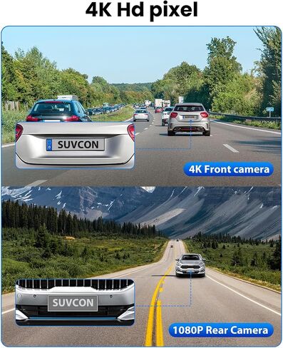 Dash Cam Front Rear 4K/1080P, Dash Camera for Cars Build in WiFi, Full HD Dash Cam with APP Control, 3.94‘’ IPS Screen Dash Camera with 32GB SD Card, G-Sensor, WDR, 24Hr Parking Mote, Loop Recording in Saudi Arabia