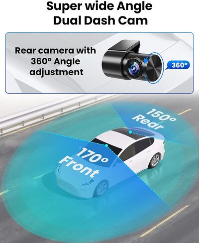 Dash Cam Front Rear 4K/1080P, Dash Camera for Cars Build in WiFi, Full HD Dash Cam with APP Control, 3.94‘’ IPS Screen Dash Camera with 32GB SD Card, G-Sensor, WDR, 24Hr Parking Mote, Loop Recording in Saudi Arabia