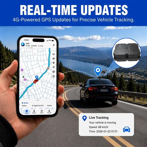 GPS Tracker for Vehicles - 4G LTE Hidden Anti-Theft Car Tracker | Subscription Required Cancel Anytime, Magnetic, Geofencing, IP67 Waterproof, Real-Time & 180 Days Route History, Smart Alerts in Saudi Arabia