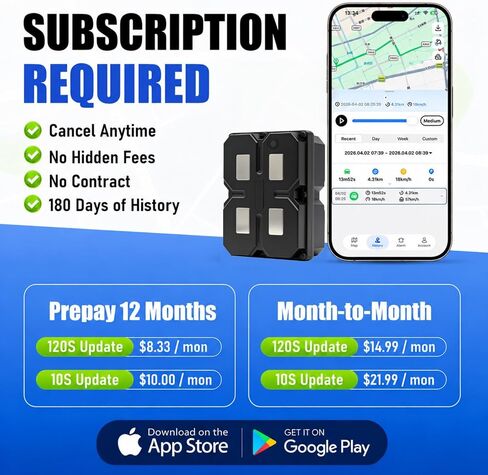 GPS Tracker for Vehicles - 4G LTE Hidden Anti-Theft Car Tracker | Subscription Required Cancel Anytime, Magnetic, Geofencing, IP67 Waterproof, Real-Time & 180 Days Route History, Smart Alerts in Saudi Arabia