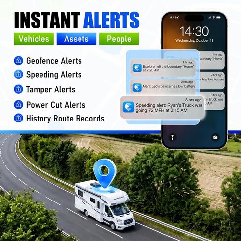 GPS Tracker for Vehicles - 4G LTE Hidden Anti-Theft Car Tracker | Subscription Required Cancel Anytime, Magnetic, Geofencing, IP67 Waterproof, Real-Time & 180 Days Route History, Smart Alerts in Saudi Arabia