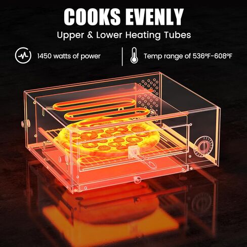 SIMOE Indoor Pizza Oven Countertop, 1450W | 30mins Timer, Multifunctional Electric Cooker, Handle & Removable Tray, Kitchen and Commercial Use in Saudi Arabia