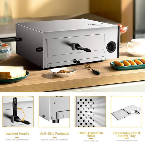 SIMOE Indoor Pizza Oven Countertop, 1450W | 30mins Timer, Multifunctional Electric Cooker, Handle & Removable Tray, Kitchen and Commercial Use in Saudi Arabia