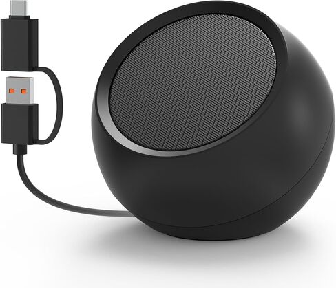 [Single] Computer Speaker for Desktop PC, USB-Powered, Plug-n-Play, Wired, External Speaker for Laptop, with Crystal-Clear Sound, Loud Volume, Rich Bass, Built-in USB-C Adapter for Full Compatibility in Saudi Arabia