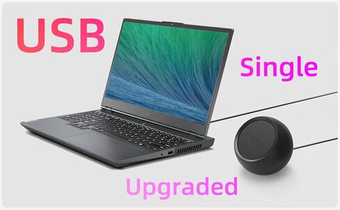[Single] Computer Speaker for Desktop PC, USB-Powered, Plug-n-Play, Wired, External Speaker for Laptop, with Crystal-Clear Sound, Loud Volume, Rich Bass, Built-in USB-C Adapter for Full Compatibility in Saudi Arabia