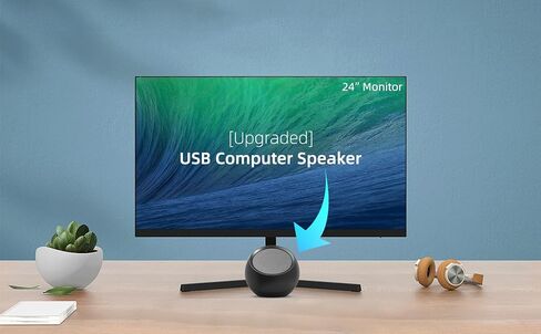[Single] Computer Speaker for Desktop PC, USB-Powered, Plug-n-Play, Wired, External Speaker for Laptop, with Crystal-Clear Sound, Loud Volume, Rich Bass, Built-in USB-C Adapter for Full Compatibility in Saudi Arabia