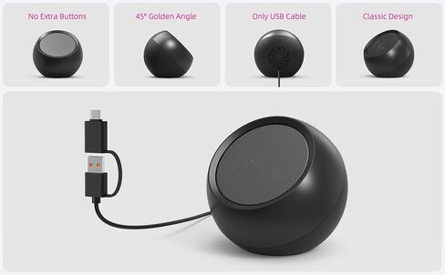 [Single] Computer Speaker for Desktop PC, USB-Powered, Plug-n-Play, Wired, External Speaker for Laptop, with Crystal-Clear Sound, Loud Volume, Rich Bass, Built-in USB-C Adapter for Full Compatibility in Saudi Arabia
