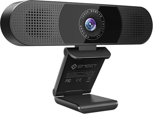 كاميرا ويب EMEET C980 PRO 3 في 1 1080 بكسل مع ميكروفون ومكبر صوت، مجال رؤية 60 درجة -98 درجة | كاميرا ويب بزاوية واسعة مع 4 ميكروفونات لإلغاء الضوضاء ومكبرات صوت، وتصحيح تلقائي للضوء المنخفض مع غطاء كاميرا USB للمؤتمرات/الفصل عبر الإنترنت in Kuwait