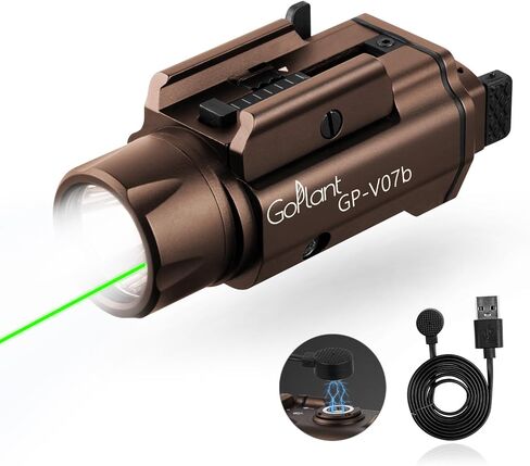 1750 Lumens Weapon Laser Light Combo - Adjustable Rail LED Light and Green Laser Flashlight, Aircraft-Grade Aluminum, Magnetic Rechargeable Strobe Tactical Flashlight for Picatinny or GL Rail in Kuwait