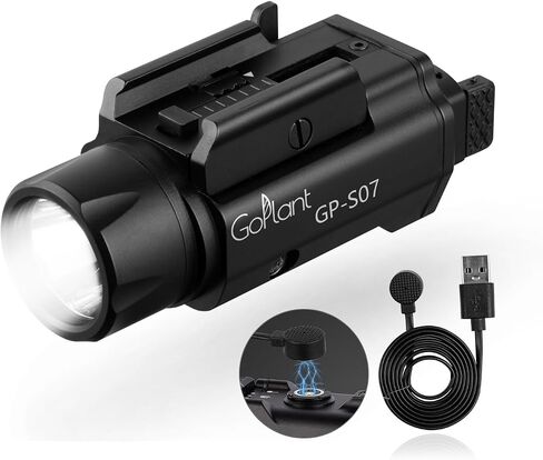 1750 Lumens Weapon Laser Light Combo - Adjustable Rail LED Light and Green Laser Flashlight, Aircraft-Grade Aluminum, Magnetic Rechargeable Strobe Tactical Flashlight for Picatinny or GL Rail in Kuwait