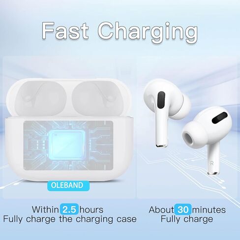 استبدال OLEBAND لحافظة شحن Airpods Pro 2&1: من السهل إقران سماعات الأذن Air pods Pro مع زر الاقتران، ودعم الشحن السلكي واللاسلكي، لأجهزة iPod Pro 1st/2nd Gen ضمان سنة واحدة (أبيض) in Kuwait