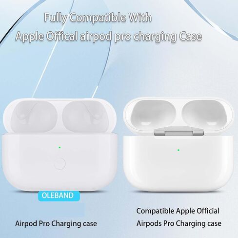 استبدال OLEBAND لحافظة شحن Airpods Pro 2&1: من السهل إقران سماعات الأذن Air pods Pro مع زر الاقتران، ودعم الشحن السلكي واللاسلكي، لأجهزة iPod Pro 1st/2nd Gen ضمان سنة واحدة (أبيض) in Kuwait