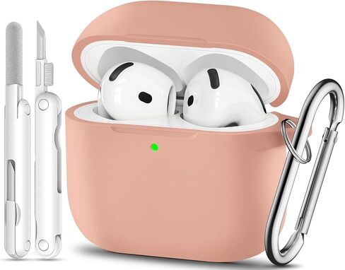 for AirPods 4 Case Pink with 3-in-1 Cleaner Kit & Keychain | Skin-Soft Silicone Drop Protection iPod 4 Case Cute Compatible with Apple Airpods 4th Gen 2024 Cover for Women Girly in Saudi Arabia