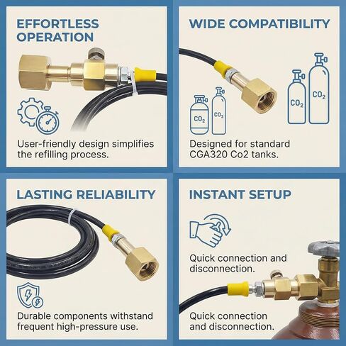 Co2 Tank Refill Adapter With High Pressure Hose,Fill Small Tanks from Larger Co2 Tanks in Saudi Arabia