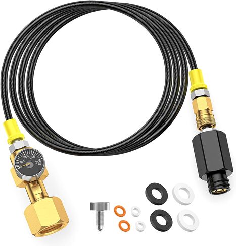 CGA320 To TR21-4 Soda CO2 Adapter Hose for SodaStream Water Makers | Quick Connect, Pressure Gauge & Bleed Valve, Food-Grade Hose, 4500PSI Tolerance, 80% Cost Saving, Full Leak-Proof Seals in Saudi Arabia