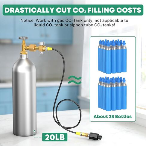 CGA320 To TR21-4 Soda CO2 Adapter Hose for SodaStream Water Makers | Quick Connect, Pressure Gauge & Bleed Valve, Food-Grade Hose, 4500PSI Tolerance, 80% Cost Saving, Full Leak-Proof Seals in Saudi Arabia