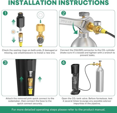 CGA320 To TR21-4 Soda CO2 Adapter Hose for SodaStream Water Makers | Quick Connect, Pressure Gauge & Bleed Valve, Food-Grade Hose, 4500PSI Tolerance, 80% Cost Saving, Full Leak-Proof Seals in Saudi Arabia