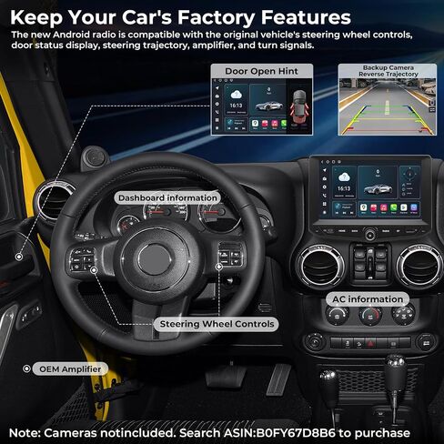 راديو سيارة Android 15 لسيارة Jeep Wrangler JK 2011-2017، شاشة لمس QLED IPS مقاس 9 بوصات، Qualcomm 8-Core 8+128G، Wireless CarPlay/Android Auto، GPS، 4G LTE، WiFi 6 وBluetooth 5.1 in Kuwait