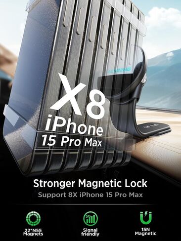 ACMEZING 15W Only for iPhone MagSafe Car Mount Charger, 360% Adjustable Aluminum Alloy Arm, Relocatable Car Phone Holder, Magnetic Wireless Fast Charging, Cell Phone Holder for All Car Models, Black in Saudi Arabia