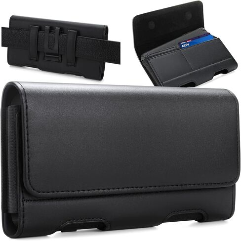 BECPLT Holster for Galaxy Z Fold 7 6 5 4 3 2 Leather Pouch Belt Case with Belt Clip Cell Phone Belt Holder Case Cover - Black in Saudi Arabia