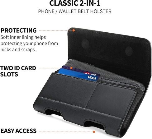 BECPLT Holster for Galaxy Z Fold 7 6 5 4 3 2 Leather Pouch Belt Case with Belt Clip Cell Phone Belt Holder Case Cover - Black in Saudi Arabia