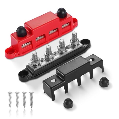 300A 12V Bus Bar 3/8" 4 Stud Power Distribution Block | With Cover,Heavy Duty Battery Terminal Junction Block Busbar - Ideal for Car, RV, Truck, Marine Boat in Saudi Arabia