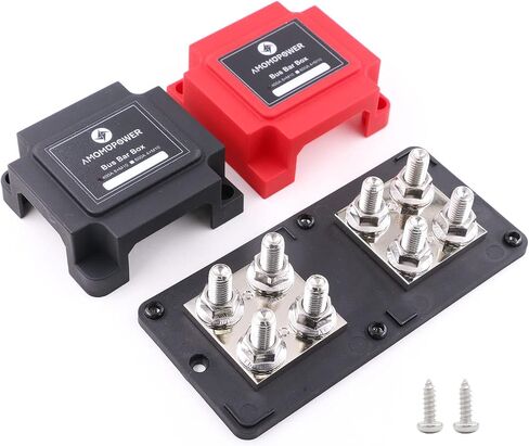 Bus Bar Copper 400A Busbar Heavy Duty 5/16" Terminals Battery Distribution | Gloaso 8 M8 Posts Buss Bar 400 Amp Power Junction Blocks 12V-48V DC Positive& Negative RV Car Solar PV Marine Boat Automotive in Kuwait