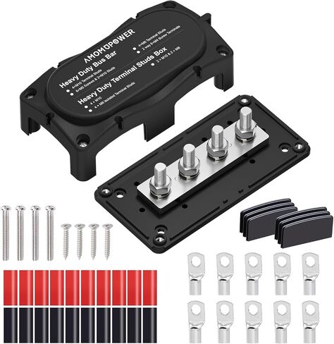 450A Bus Bar 12v Power Distribution Block 6 x 5/16"(M8) Terminal Block Heavy Duty Waterproof Buss Bar Junction Block Marine Battery Bus bar for Automotive Boat Solar System in Saudi Arabia