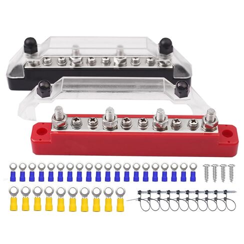 Bus Bar 12V 150A Power Distribution Block 4×1/4" Terminal Stud 4×#8 Terminals Screws for Car Boat Marine Solar System with Ring Terminals in Saudi Arabia