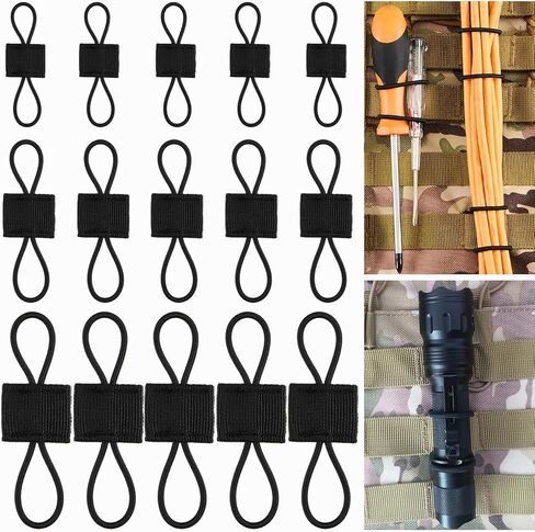 15 Pack Molle Attachments, Molle Webbing Binding Ribbon, Tactical Gear Holder Clip, Backpack Accessories, Molle Web Dominator Elastic Strings Buckle, Multipurpose Tactical Bag Accessories in Saudi Arabia