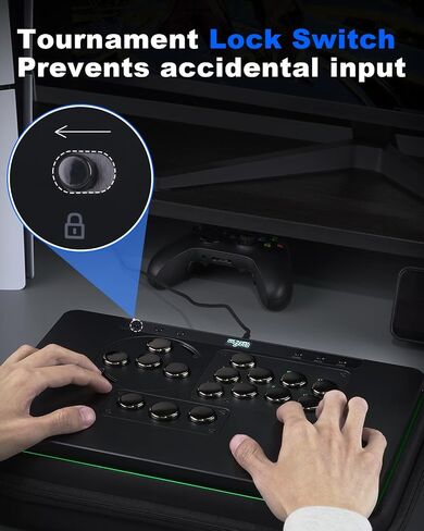عصا أركيد للتحكم بدون ذراع: سلسلة Arcade Stick X مع مفتاح قفل RGB المحيط ومفتاح قفل البطولة، ملف تعريف منخفض X1 مع مفاتيح محرك الرياح، وحدة تحكم بدون رافعة للتبديل، الكمبيوتر الشخصي، PS4 in Kuwait